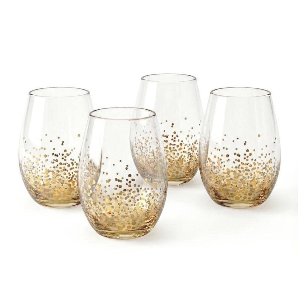 FITZ & FLOYD Gold Luster Stemless Wine Glasses (Set of 4)